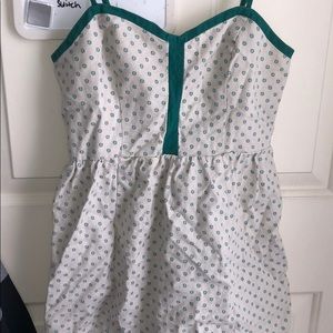 Anthropology green and grey spaghetti strap dress